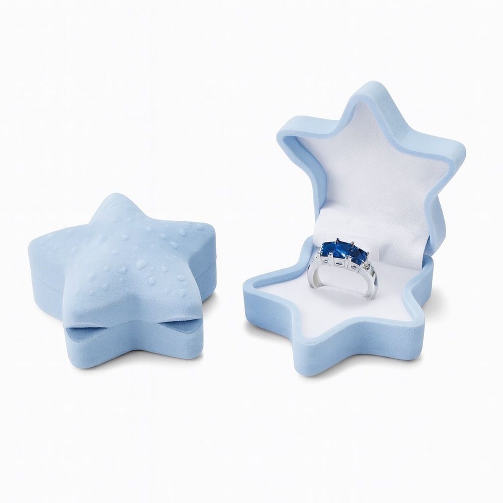 Flannel Starfish Jewelry Box - Baby Blue